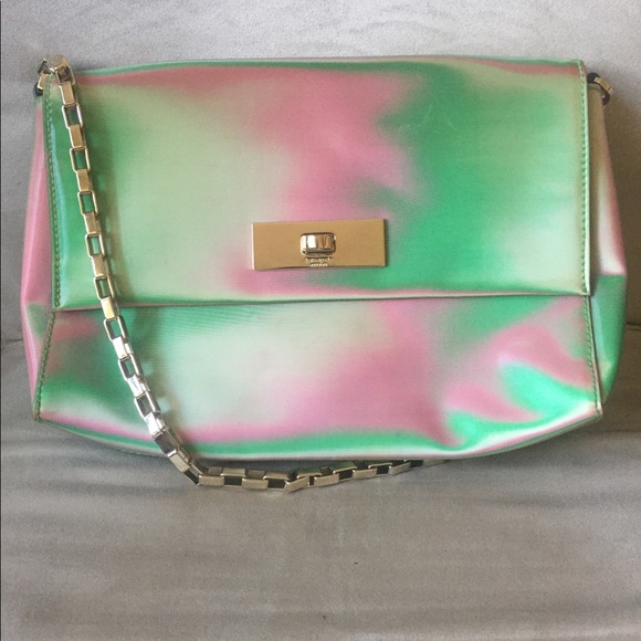 RARE Kate Spade Gold Chain Clutch Holographic - Picture 1 of 5