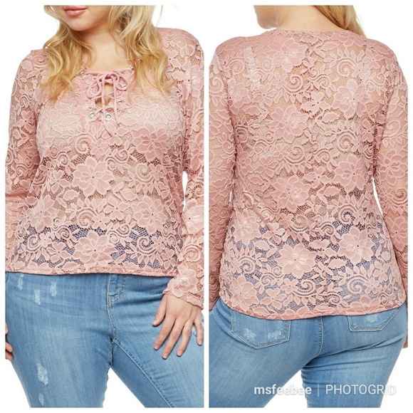 Tops - ❤LAST 1 Plus Size Long Sleeve Lace Top