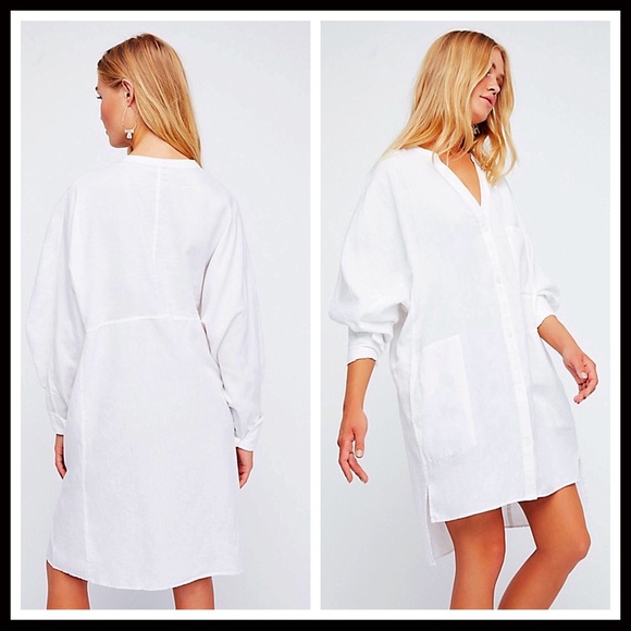 FREE PEOPLE WHITE TUNIC BUTTON FRONT Mini Dress - Picture 5 of 5