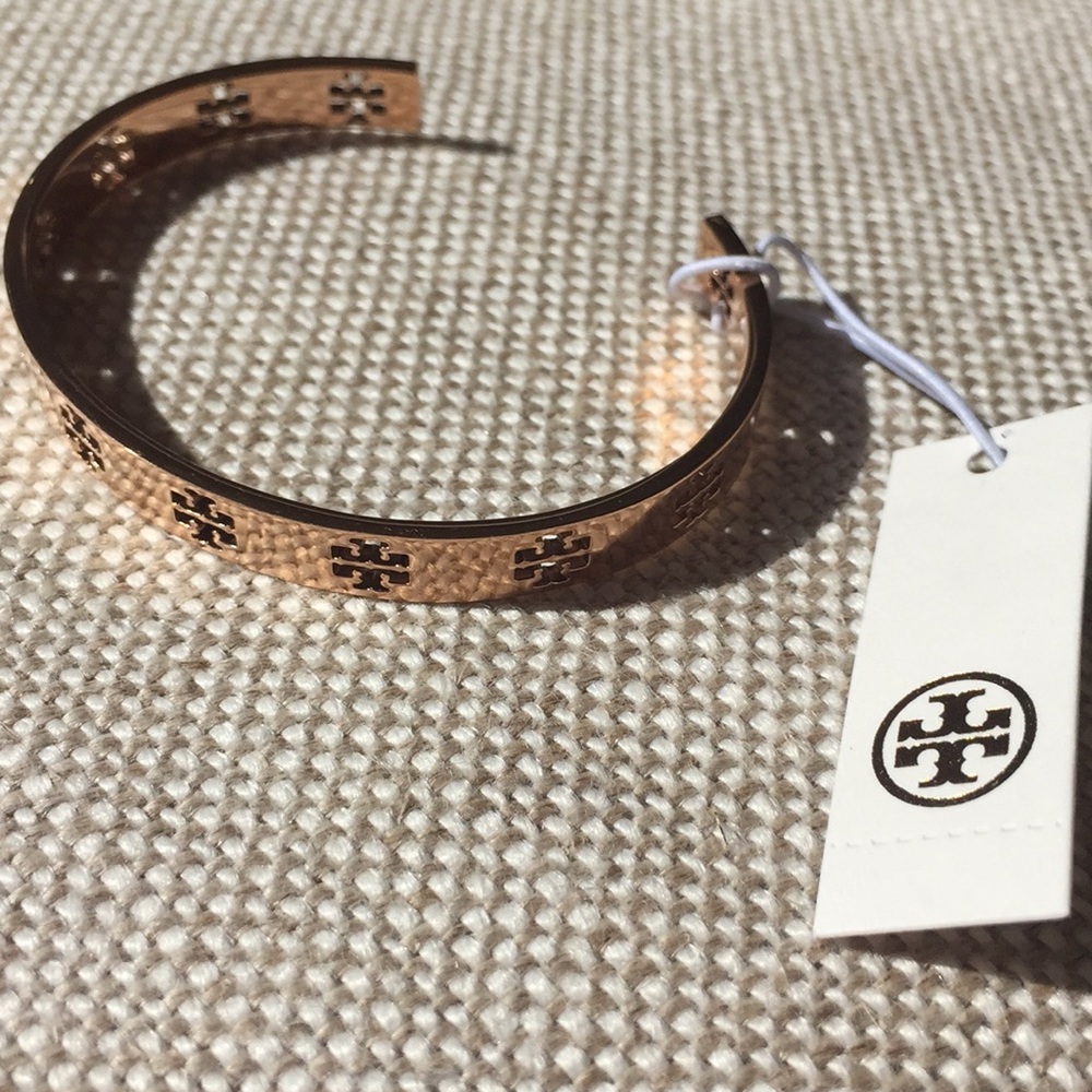 Tory Burch gold Pierced T Cuff bracelet - Picture 2 of 6