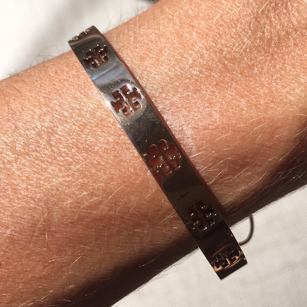 Tory Burch gold Pierced T Cuff bracelet - Picture 3 of 6