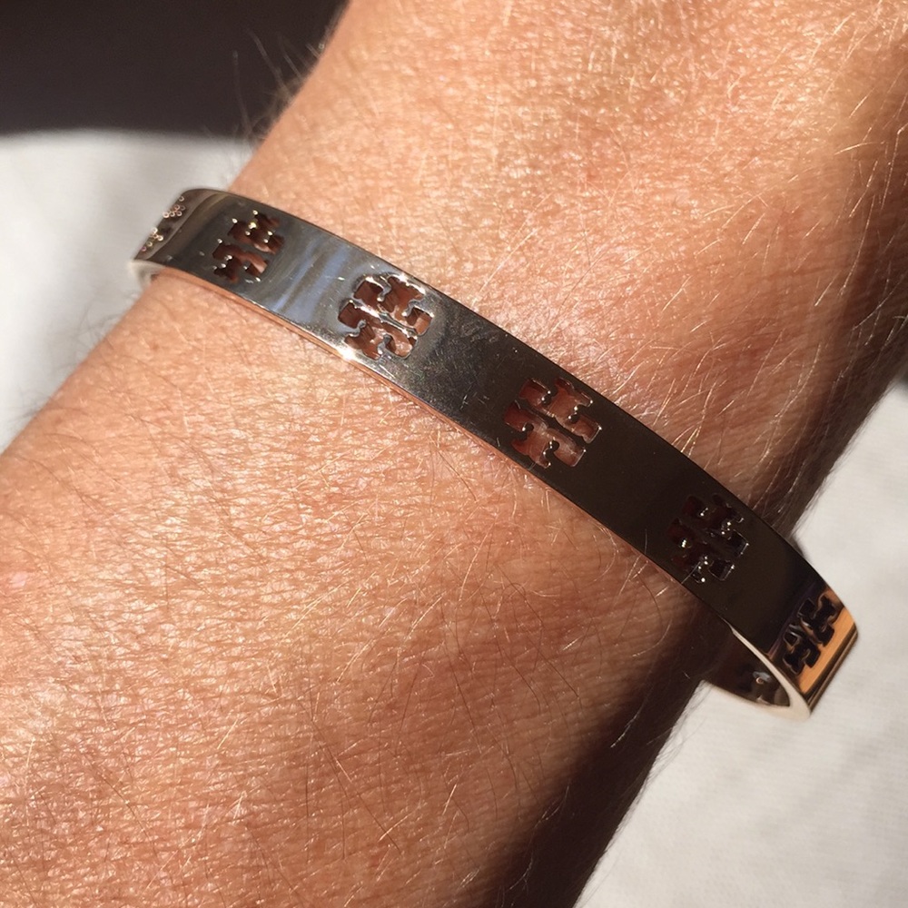 Tory Burch gold Pierced T Cuff bracelet - Picture 4 of 6