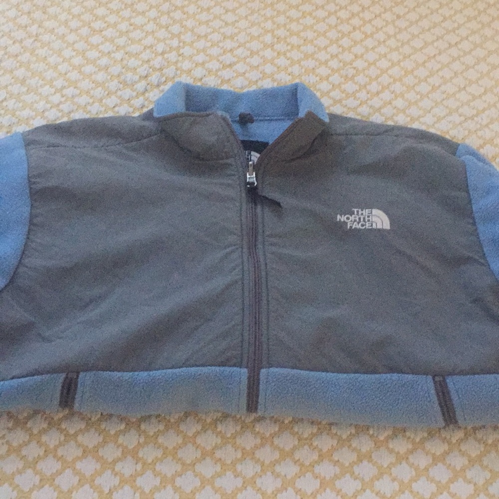 North Face Light Blue Zip Up Fleece.