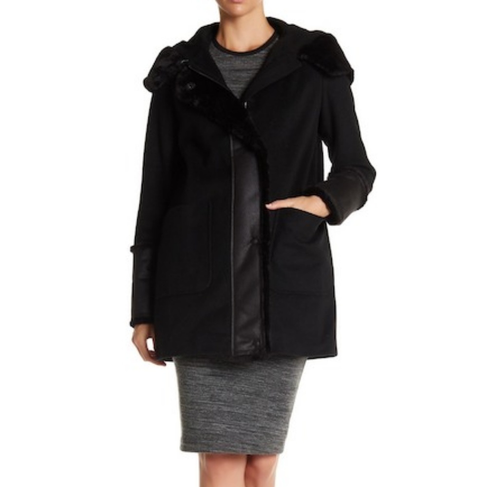❤️ DKNY Hooded Fur Wool coat ❤️ Sale! ❤️