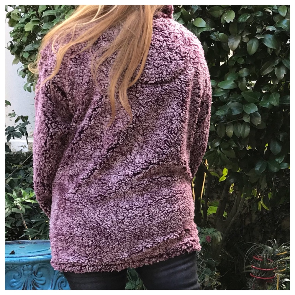 LAST 🔘 Two-Tone Sherpa Zip Neck Pullover Jacket - Picture 4 of 8