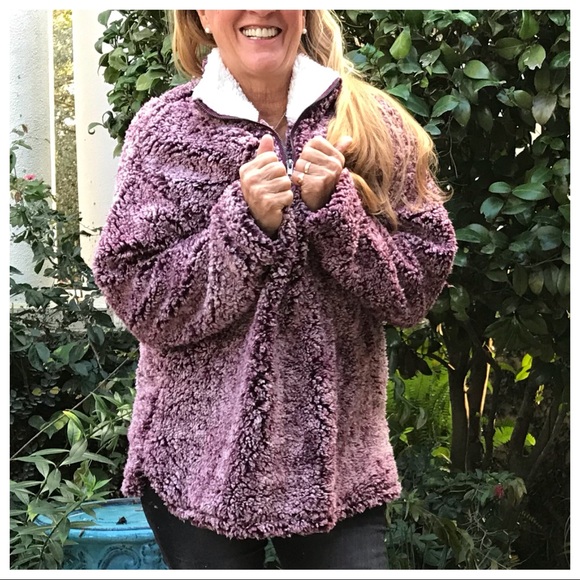 LAST 🔘 Two-Tone Sherpa Zip Neck Pullover Jacket - Picture 2 of 8