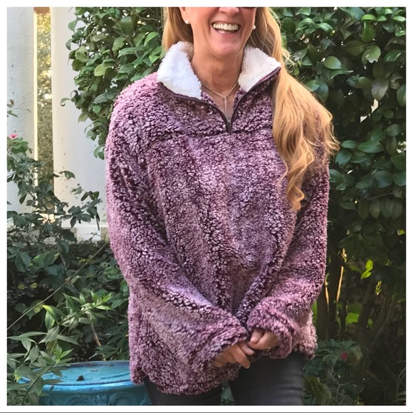 LAST 🔘 Two-Tone Sherpa Zip Neck Pullover Jacket - Picture 3 of 8