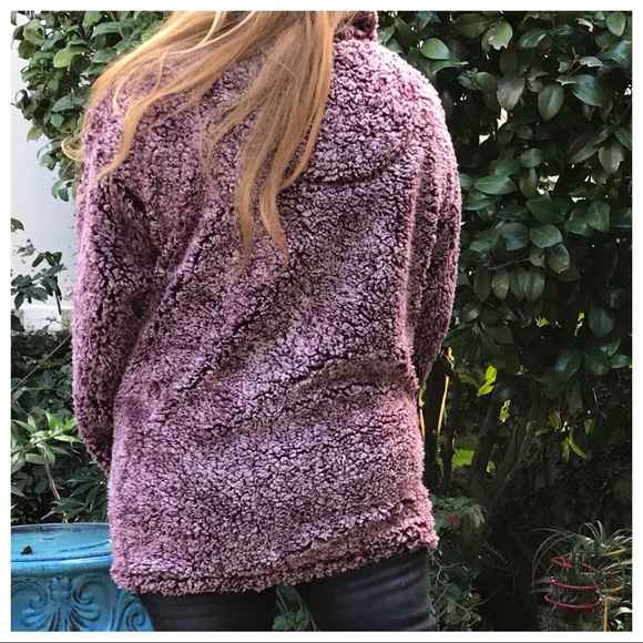 LAST 🔘 Two-Tone Sherpa Zip Neck Pullover Jacket - Picture 4 of 8