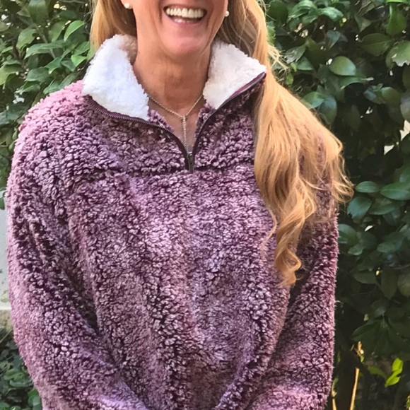 LAST 🔘 Two-Tone Sherpa Zip Neck Pullover Jacket - Picture 8 of 8