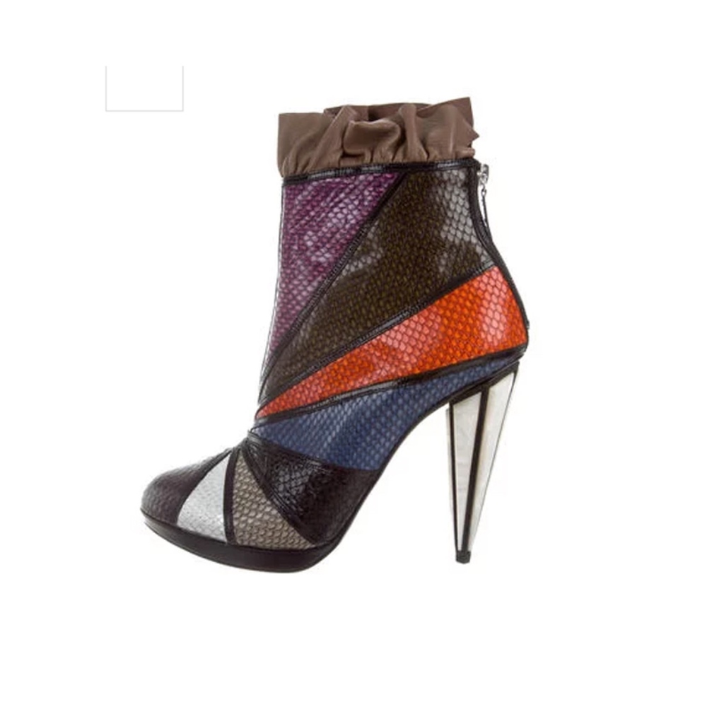 Rodarte | Embossed Metallic Leather Ankle Bootie