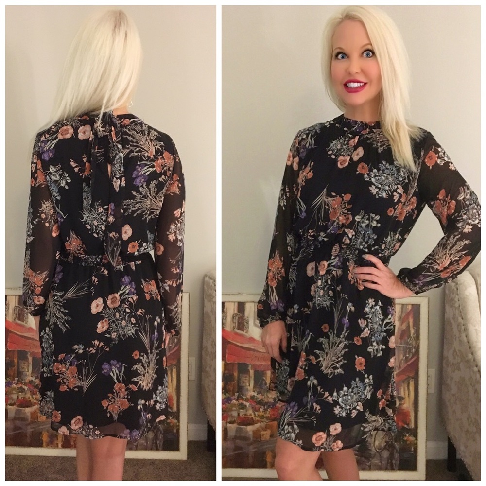 LAST 1! 💕Sheer Sleeve Back Tie Dress💕 - Picture 1 of 4