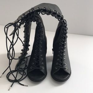 Forever 21 Lace-up Over the Knee Boots Size  8.5