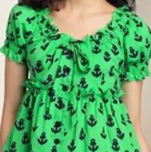 Nanette Lepore 12 Anchors Away Blouse Green