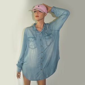 Oversized denim shirt