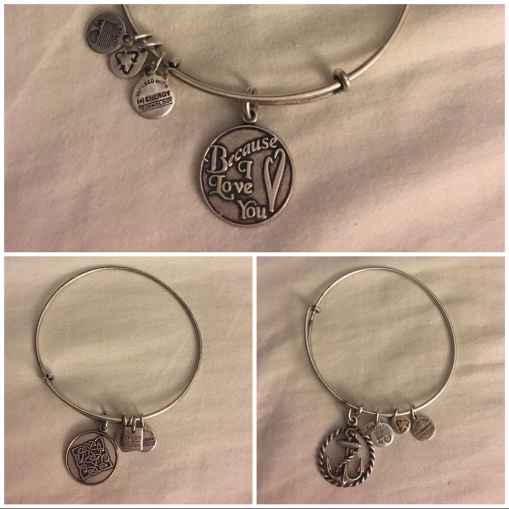 Three Alex and Ani bracelets