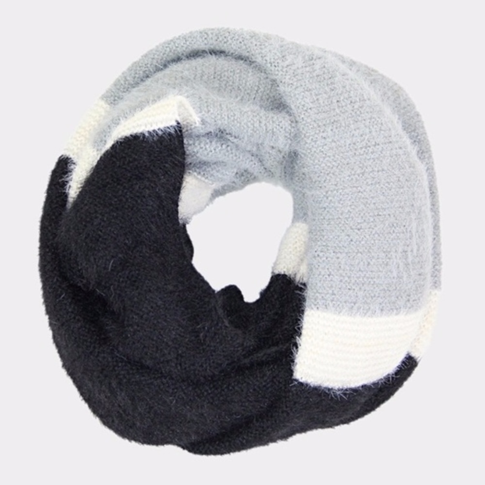 Soft Infinity Scarf - Black, Gray Ivory - NWT