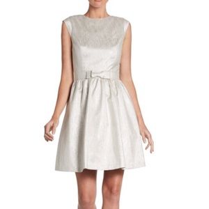 Cynthia Steffe Silver dress with bow, size 2.