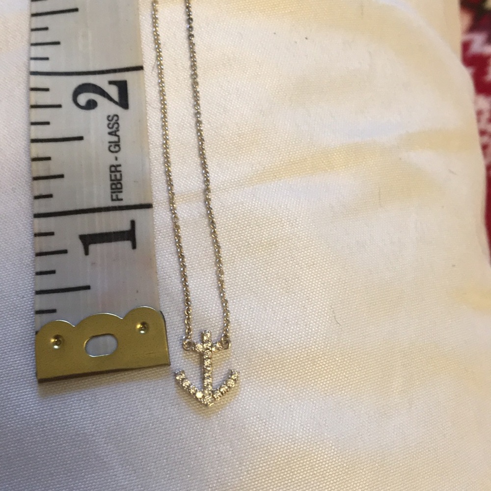 SS cubic zirconia anchor necklace