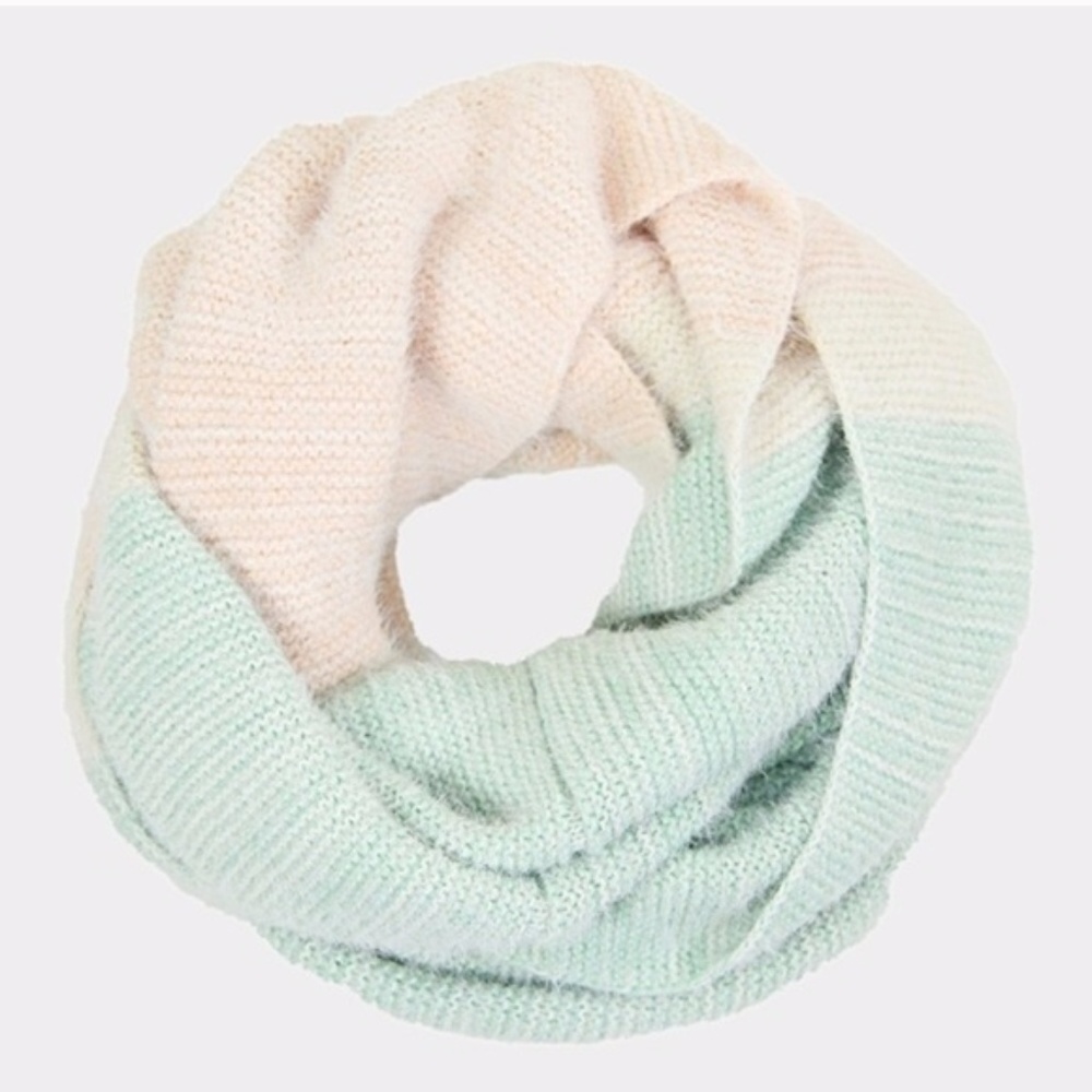 Soft Infinity Scarf - Aqua Ivory Peach - NWT