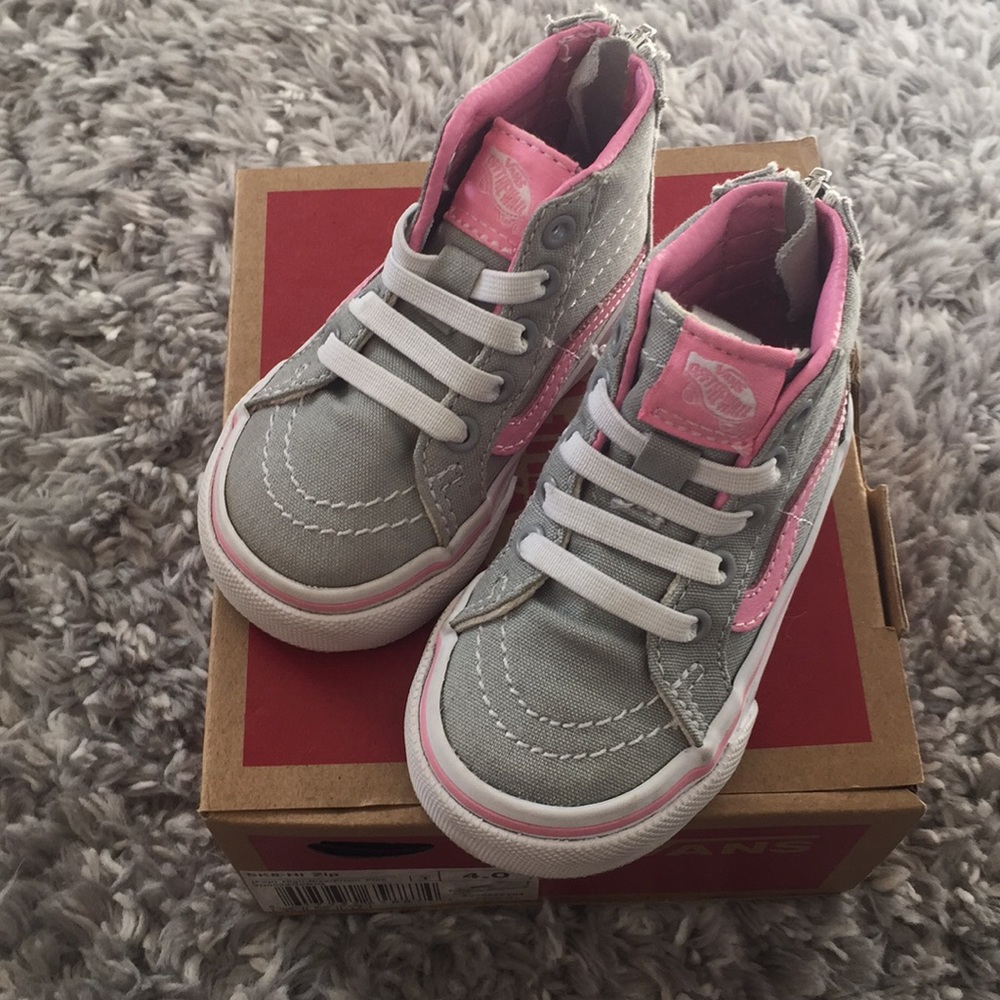 Gray and Pink high top toddler Vans