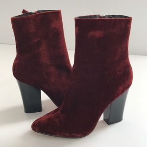Zara Velvet Rust-red Ankle Boots Sz 40