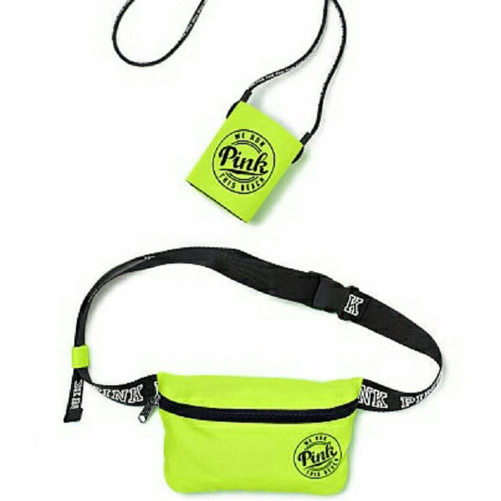 PINK fanny pack with matching koozie