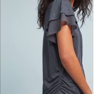 Anthropologie linen chiffon-sleeve tee