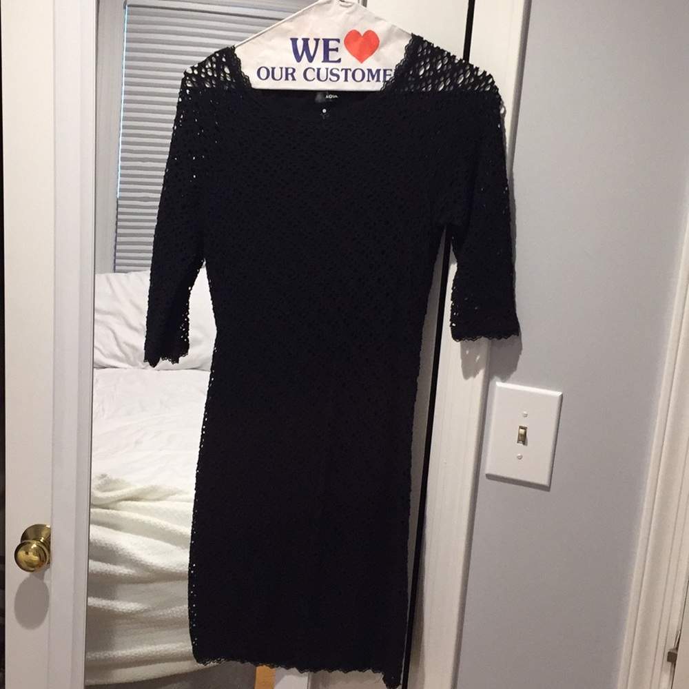 Aqua tight netted black dress