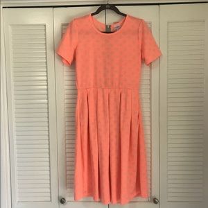Bright & cheery coral LuLaRoe Amelia dress, size L