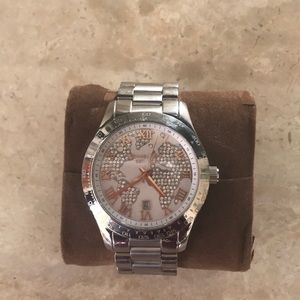 Michael Kors silver watch with rose gold detailing