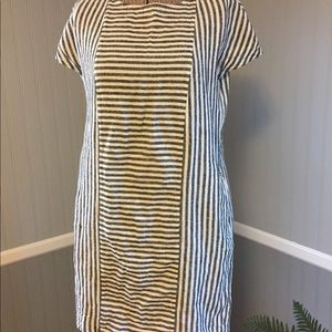 madewell stripe play button back dress