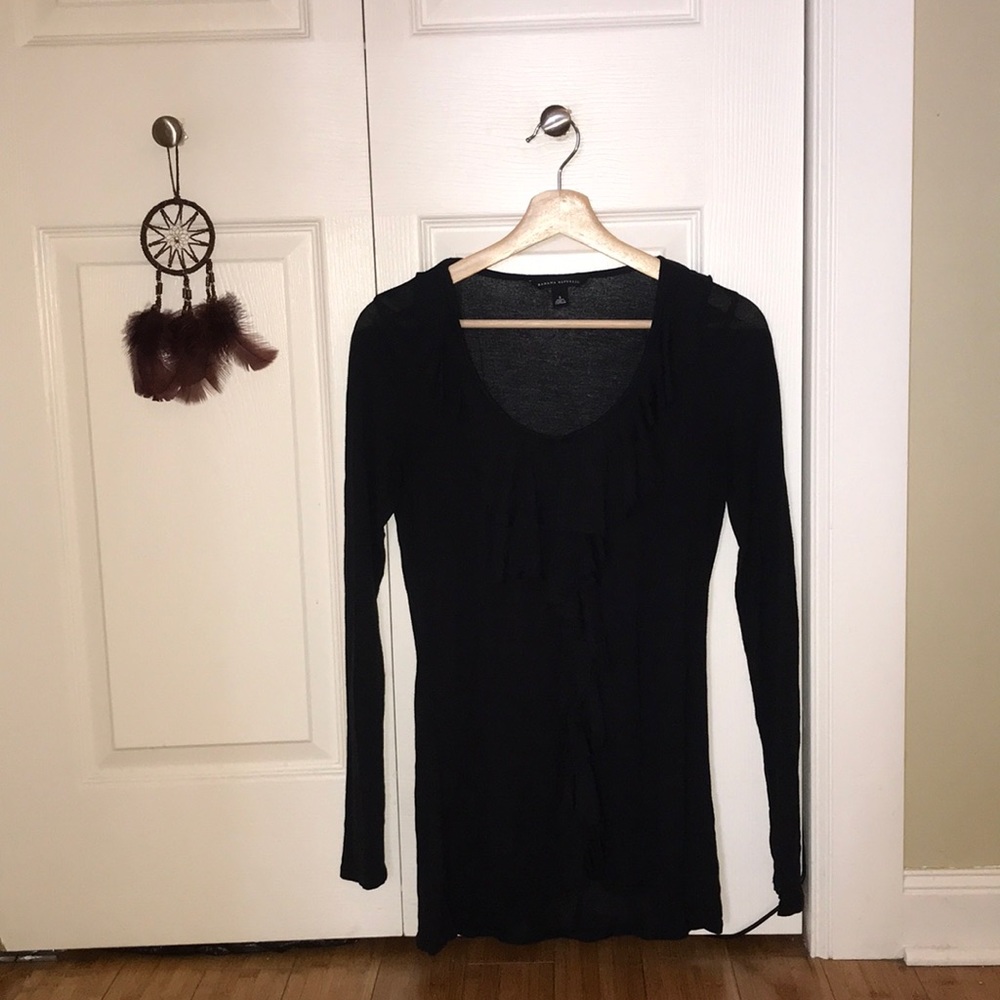 Banana Republic black long sleeve ruffle top