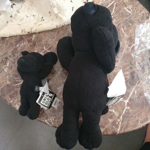 Kaws x peanuts plush toy black large + small 2 set