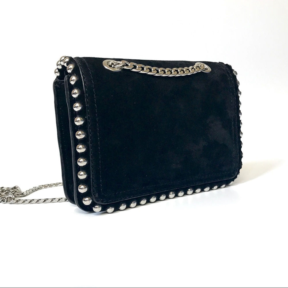 Zara Black Suede Chain Crossbody Bag