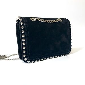 Zara Black Suede Chain Crossbody Bag