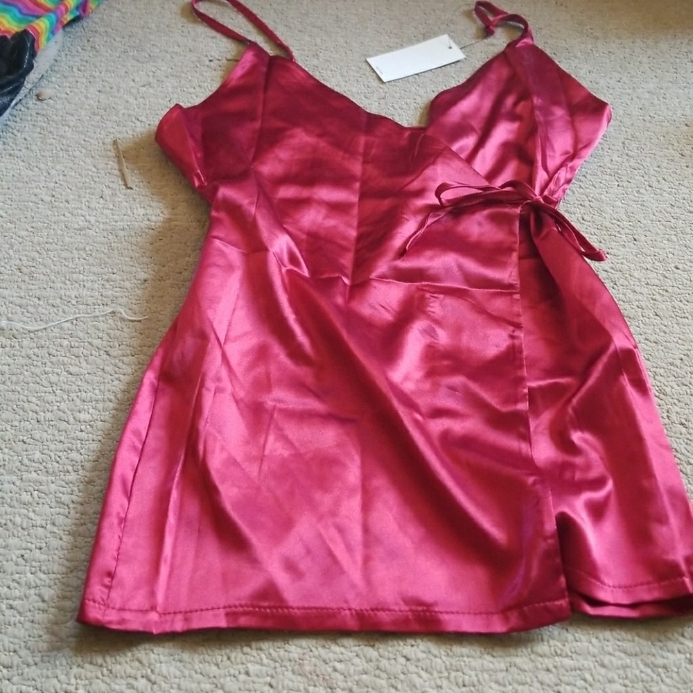 Silk red wrap shirt