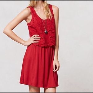 Anthropologie red lace dress