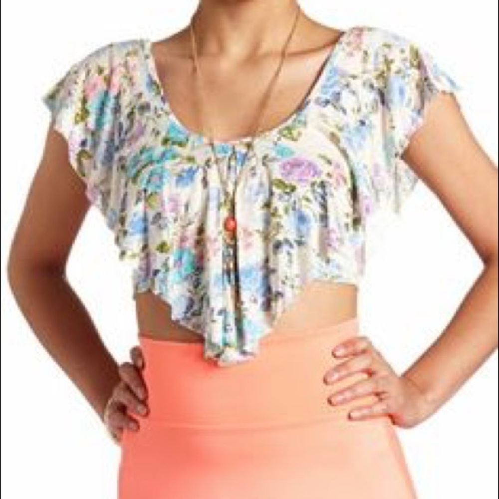 Charlotte Russe Ruffled Floral Crop Top