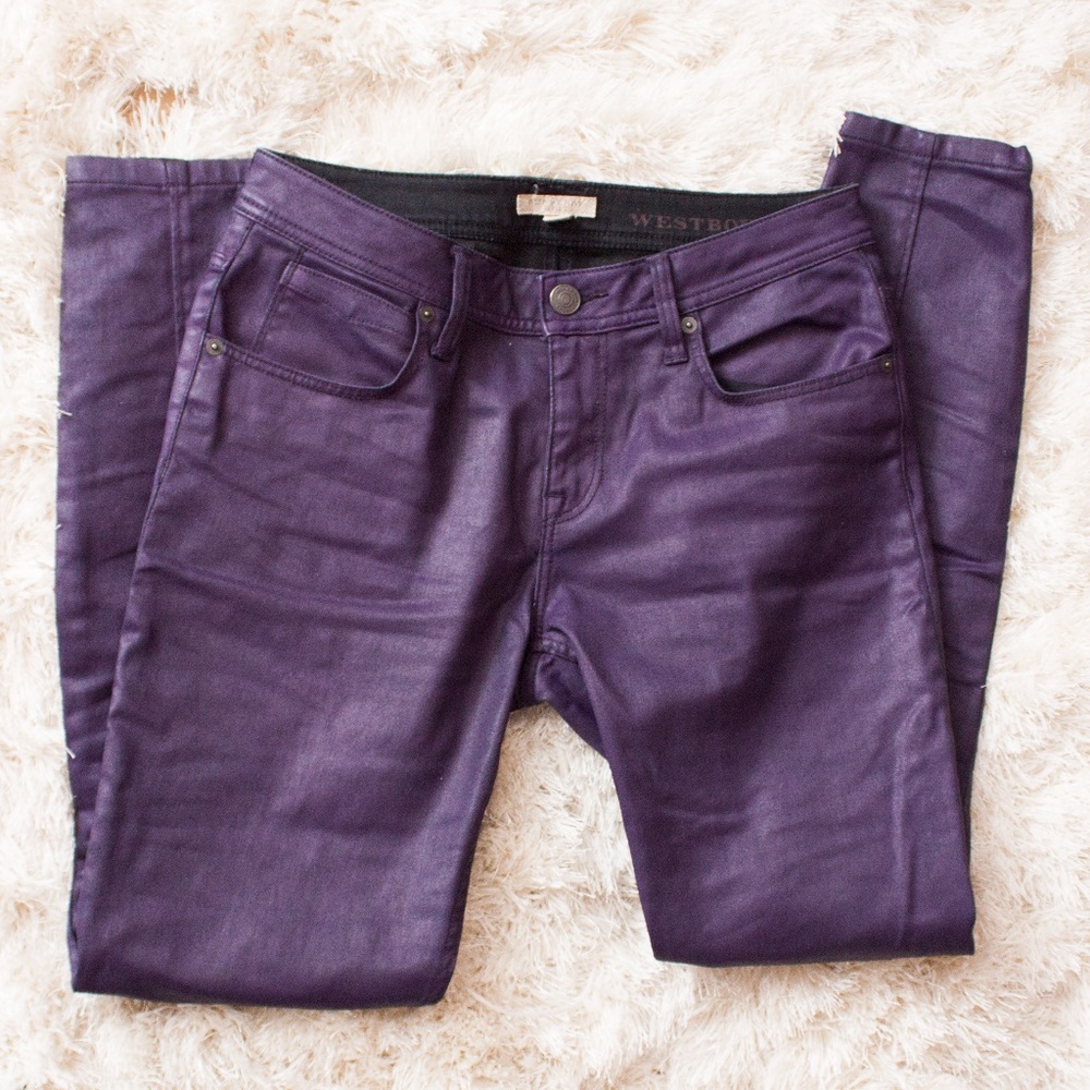 Burberry Purple Coated Skinny Jeans