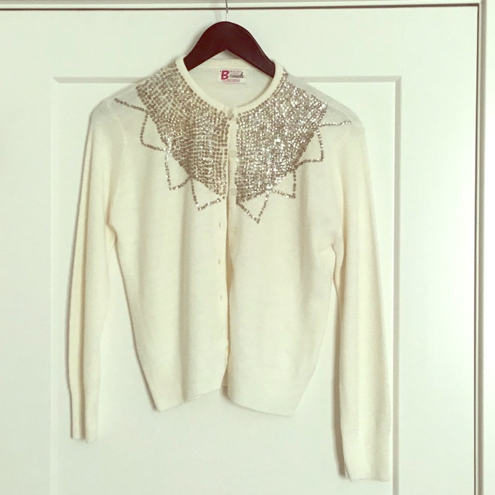 Vintage Sequin White Sweater
