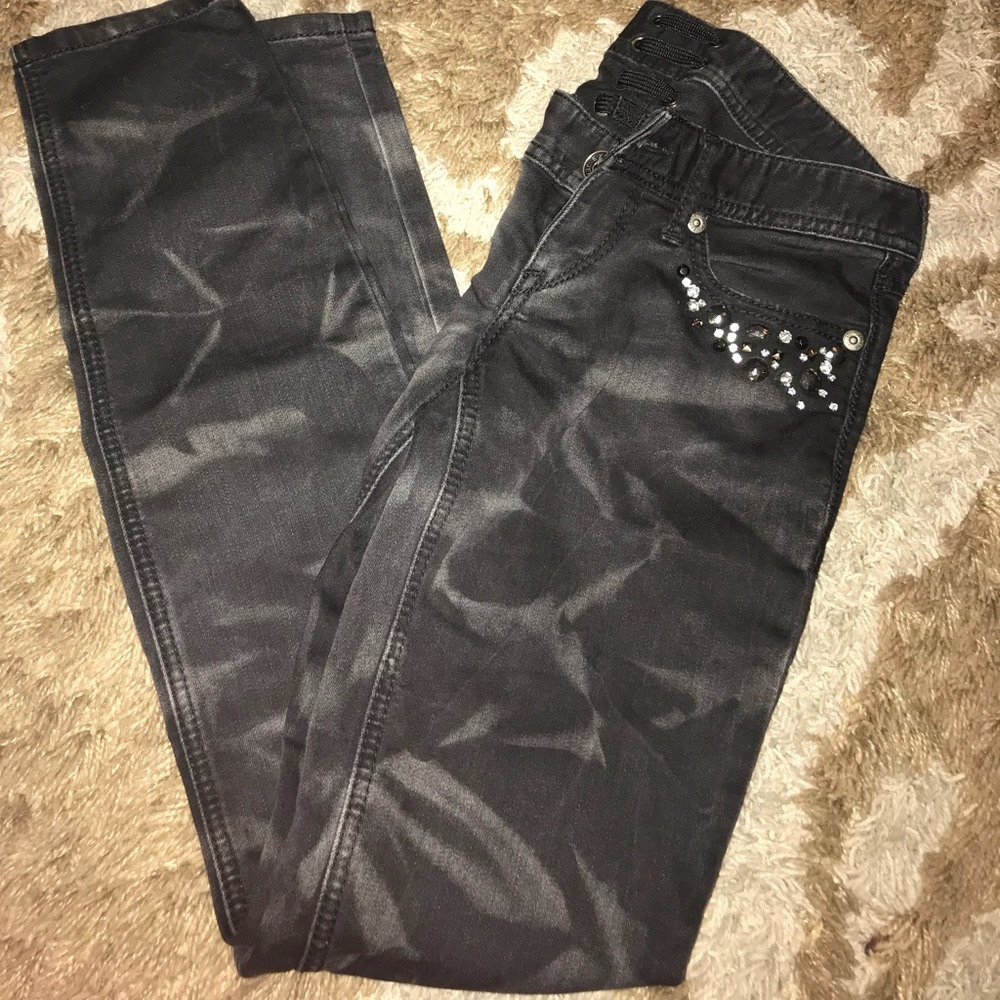Express Zelda Skinny Black Jeans with rhinestones