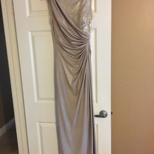 Champagne Nude Tan Gold  Long Dress NYE classy