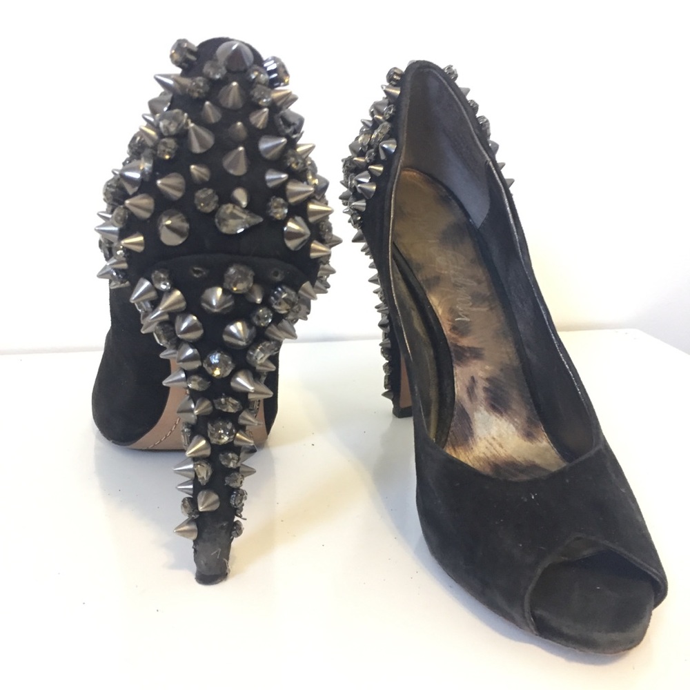 -SOLD- Sam Edelman Black Suede Lorissa Spiked Pumps