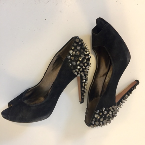 -SOLD- Sam Edelman Black Suede Lorissa Spiked Pumps - Picture 3 of 6