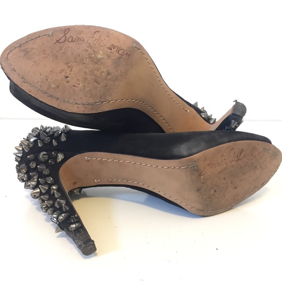 -SOLD- Sam Edelman Black Suede Lorissa Spiked Pumps - Picture 5 of 6