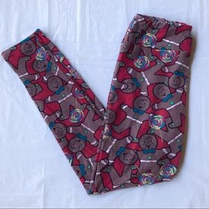 LulaRoe Christmas Gingerbread Man Xmas Leggings OS
