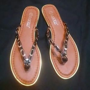 Rasolli Star Gold Link Sandals