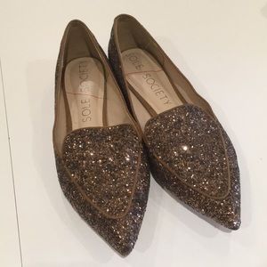 Sole Society Brown Glitter Flats