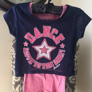 Dance athletic top with tank attached sz 6