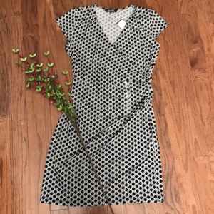 Black & White faux wrap dress